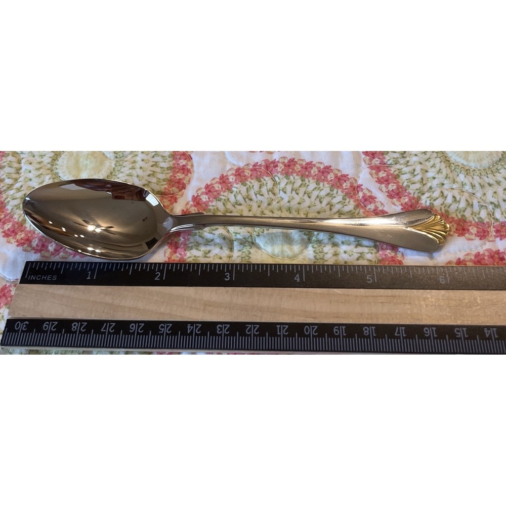 Yamazaki Cara Teaspoons Gold Accent Glossy Stainless Japan Flatware Set Of 2 - Picture 6 of 6